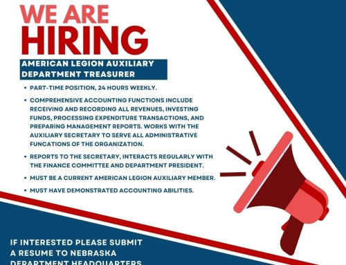 Now Hiring – Department Treasurer